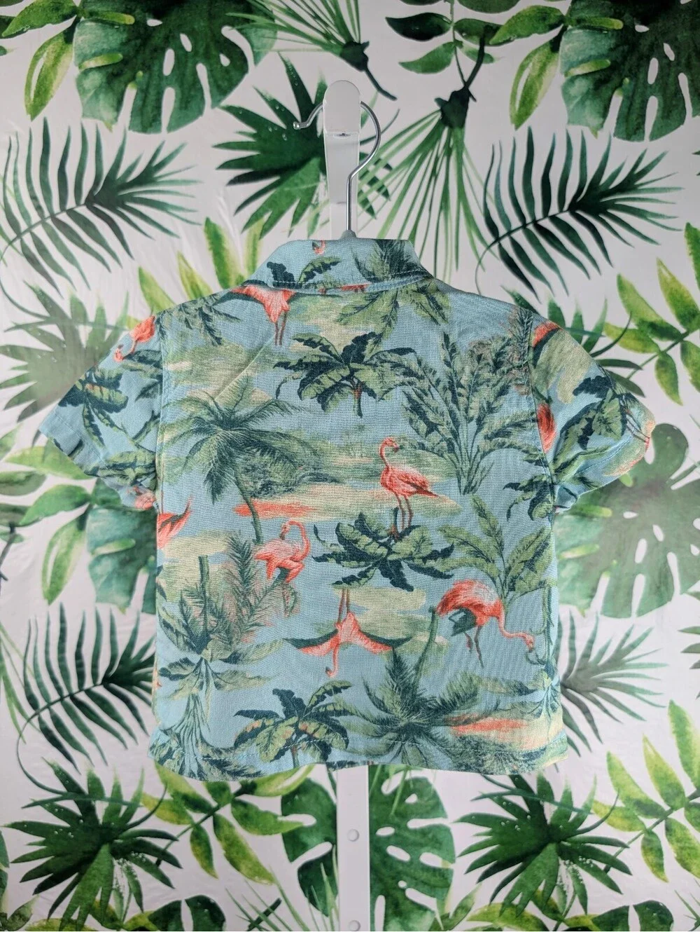 Old Navy Boys Tropical Flamingo Button-Down Shirt (Size: 3-6M)